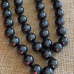 Elegant Knotted Hematite Beaded Necklace